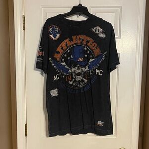 Affliction Men's Black and Blue Graphic Tee